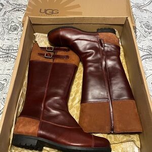 UGG Brown/Maroon Leather Boots